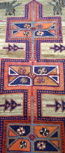 Lot 453 - A Caucasian rug, with three central medallions...