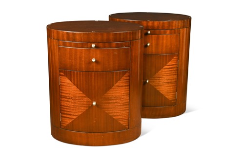 Lot 303 - A pair of Art Deco style mahogany bedsides