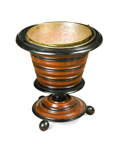 Lot 321 - A Dutch fruitwood and ebonised peat bucket, 19th century