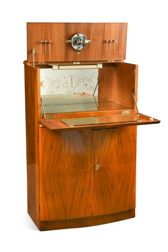 Lot 298 - An Art Deco walnut cocktail cabinet of small proportions