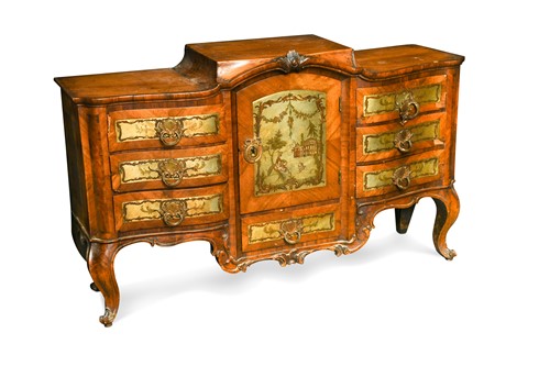 Lot 399 - A Continental walnut cabinet in the Rococo style, 19th century