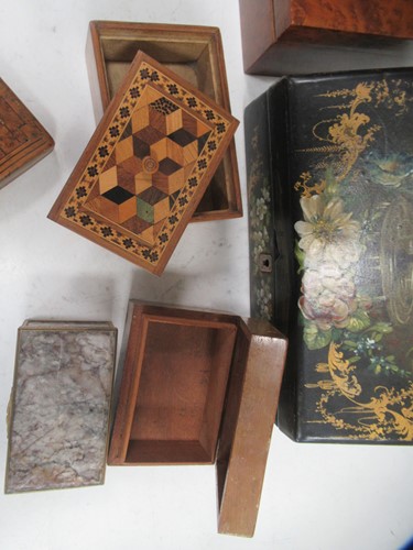 Lot 10 - A collection of wooden and other boxes to...