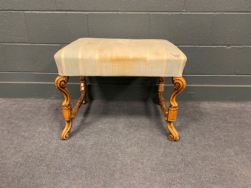 Lot 403 - A Carolean style stool, with upholstered seat...