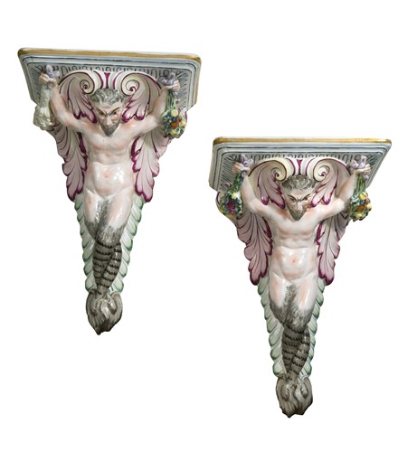 Lot 351 - A pair of figural wall brackets, early 20th century