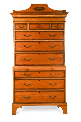 Lot 482 - A George III and later satinwood chest on chest