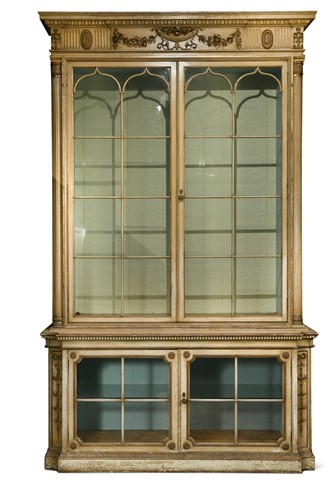 Lot 545 - An Adam style white painted book case, 19th century