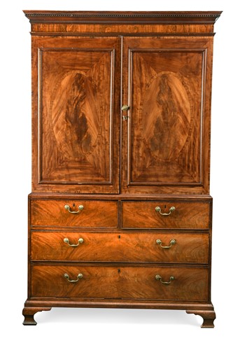 Lot 446 - A George III mahogany linen press