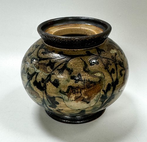 Lot 29 - Robert Wallace Martin for the Martin Brothers, a stoneware pot, 1888