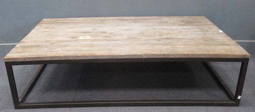 Lot 469 - A modern rectangular wood and black metal...