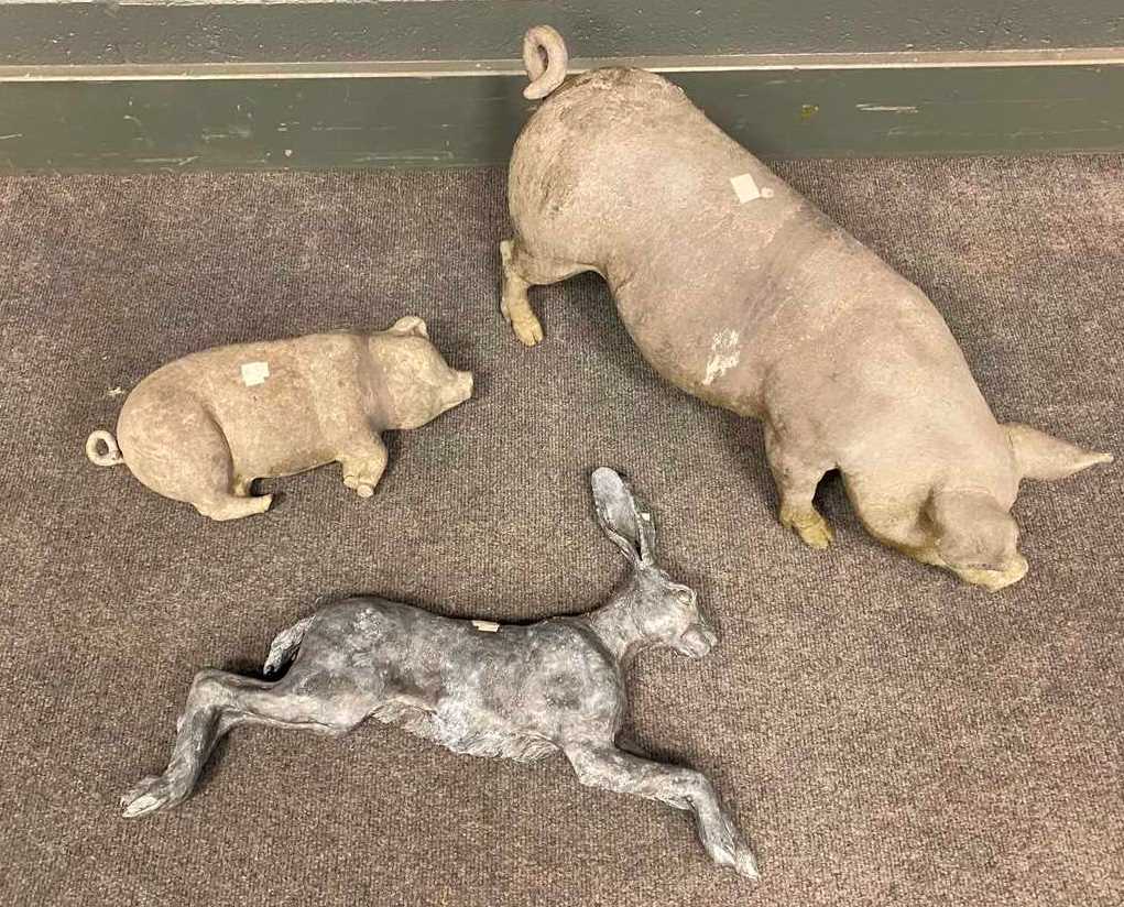 Lot 839 - A model lead sow, 51cm, a reclining pig, and...