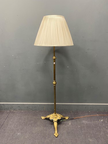 Lot 801 - A gilt brass standard lamp 131cm to top of the...