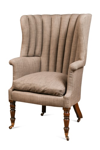 Lot 580 - A mahogany barrel back armchair, 19th century