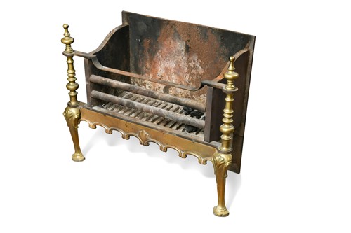 Lot 572 - A brass and iron fire grate, 19th century