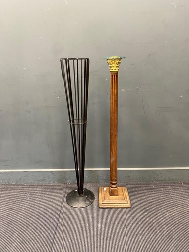 Lot 650 - A reeded oak torchere with gilt metal...
