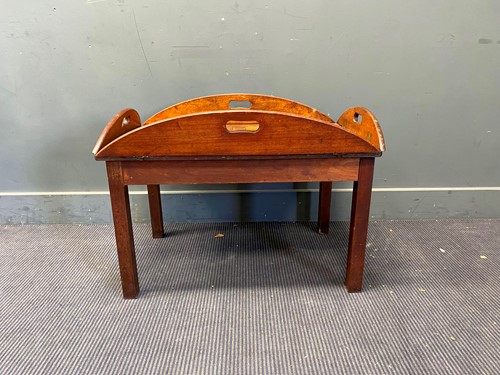 Lot 678 - A mahogany Butler's tray on fixed stand,  45cm...