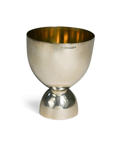 Lot 216 - Kim Harrell, a contemporary silver two-piece 'Bacchus' chalice, London, 2000