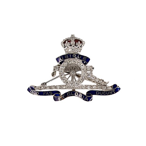 Lot 45 - A diamond set Royal Artillery sweetheart brooch