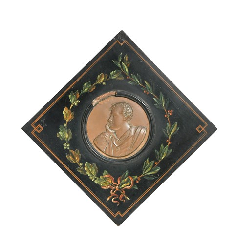 Lot 144 - A copper memorial roundel of Lord Byron, 19th century