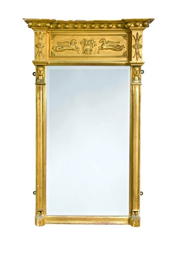 Lot 439 - A gilt pier mirror in the Egyptian taste, 19th century