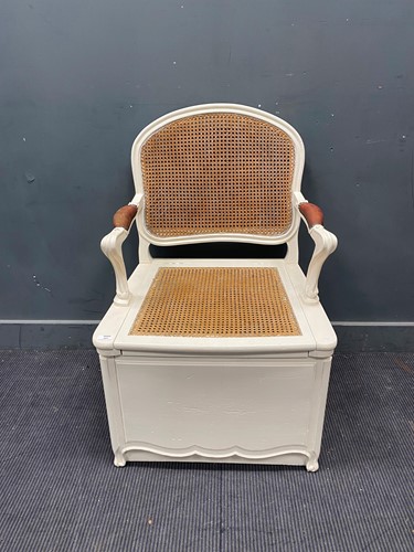 Lot 391 - White painted French style open arm chair (as...