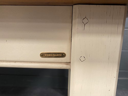 Lot 361 - Fired Earth kitchen or dining table with oak...