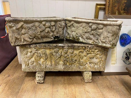 Lot 429 - A rectangular composite stone garden trough...