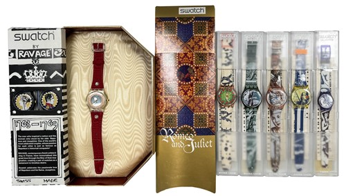 Lot 185 - A group of nine Swatch watches