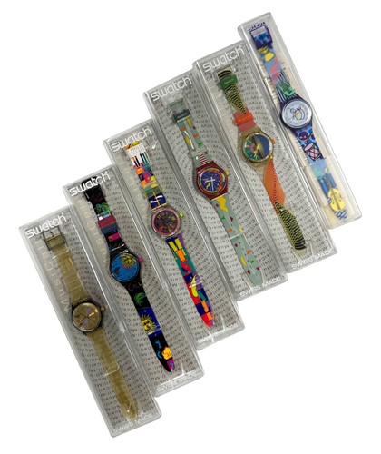 Lot 186 - A group of six Swatch watches