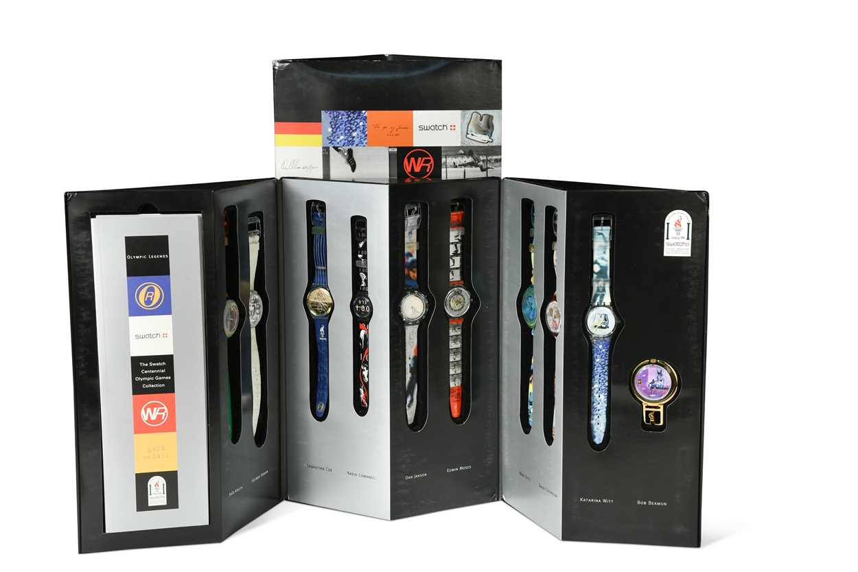 Lot 199 - A 1996 Limited Edition Swatch Centennial Olympic Games Collection 'Olympic Legends' boxed set