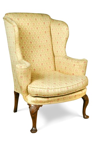 Lot 326 - A walnut wingback armchair, 18th century