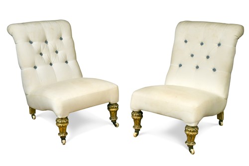 Lot 523 - A pair of William IV slipper chairs