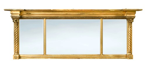 Lot 455 - A Regency giltwood triple plate overmantel mirror