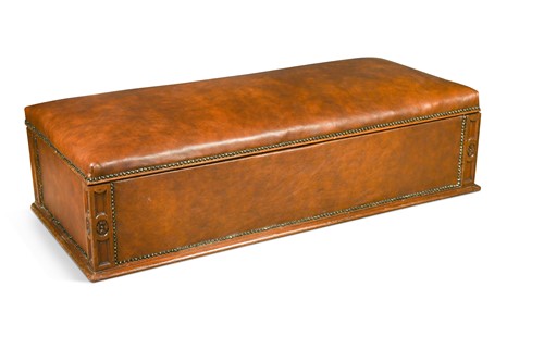 Lot 564 - A fruitwood and leather upholstered ottoman box, early 20th century