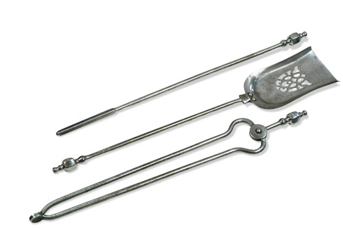 Lot 595 - A set of three steel fire irons, 19th century