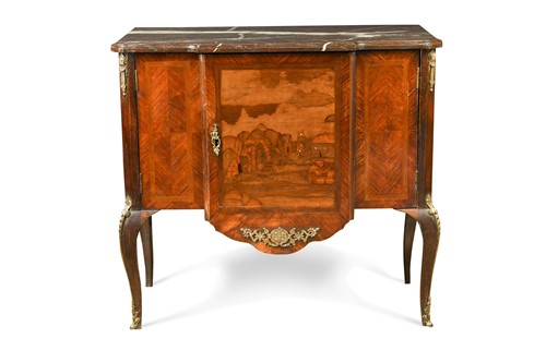 Lot 474 - A Continental kingwood and marquetry commode, 19th century