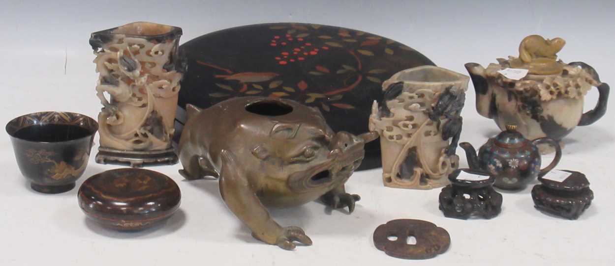 Lot 58 - A Chinese bronze censor as the toad of greed,