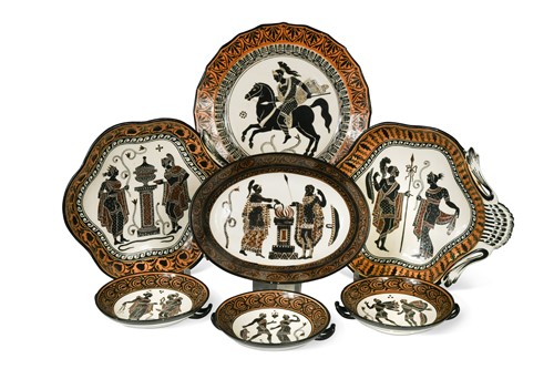 Lot 466 - A Giustiniani of Naples terracotta part dessert service