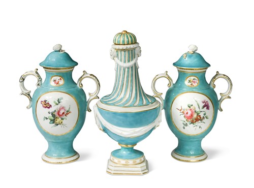 Lot 379 - A pair of Chelsea two-handled vases and covers, circa 1765