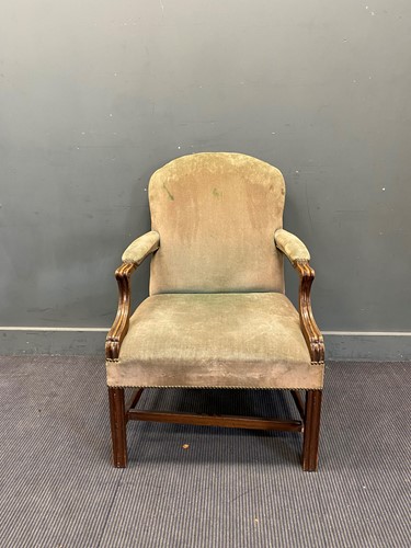 Lot 629 - An oak 18th century style open arm chair or...