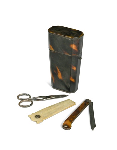 Lot 420 - A tortoiseshell etui, 19th century