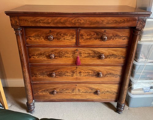 Lot 695 - A Victorian figured mahogany chest of drawers