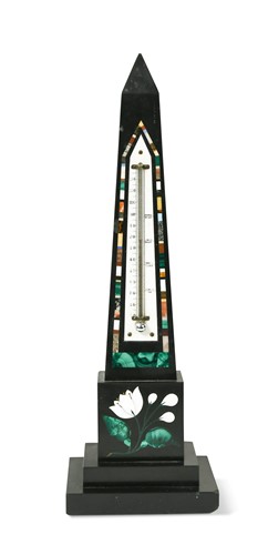 Lot 534 - A Derbyshire Ashford marble table obelisk thermometer, 19th century