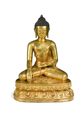 Lot 83 - A large Chinese gilt bronze Buddha