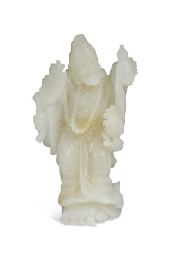 Lot 25 - A Chinese mutton fat jade standing figure of a Luohan, 19th/20th century