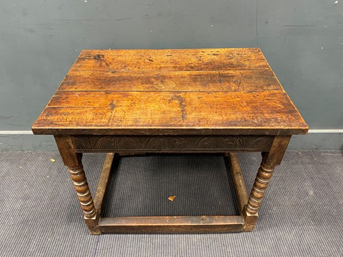 Lot 714 - An 18th century and later oak side table on...