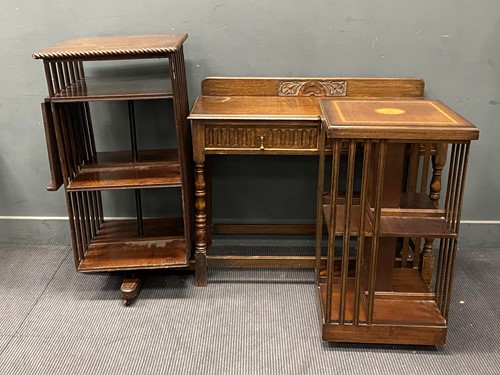 Lot 711 - A 20th century mahogany revolving bookase with...