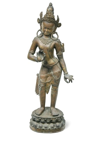 Lot 88 - A large Nepalese standing bronze Tara, 19th century