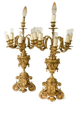 Lot 430 - A pair of ormolu candelabra, 19th century