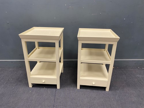 Lot 717 - A pair of cream painted OKA bedside tables,...