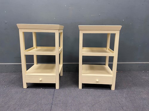 Lot 717 - A pair of cream painted OKA bedside tables,...